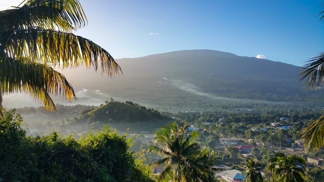 grand comoros island during the sunrise