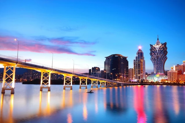 macau cityscape of bridge and skyscraper macao asia