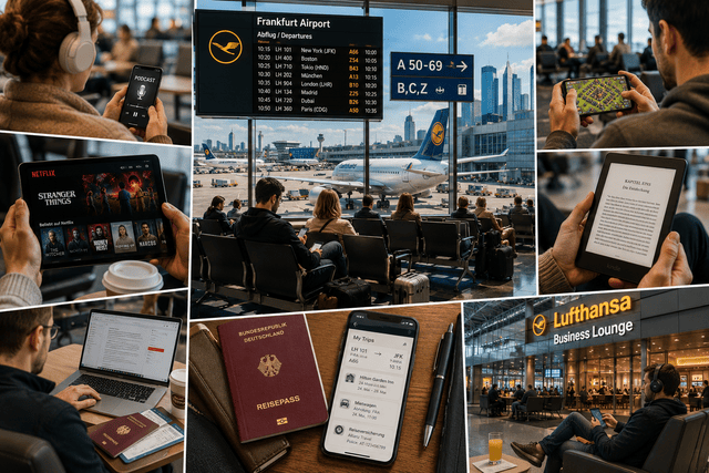 Moderne Reisemomente am Flughafen Frankfurt